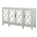 Mckellen 4-door Wood Trellis Accent Cabinet Distressed White - Walo Furniture 