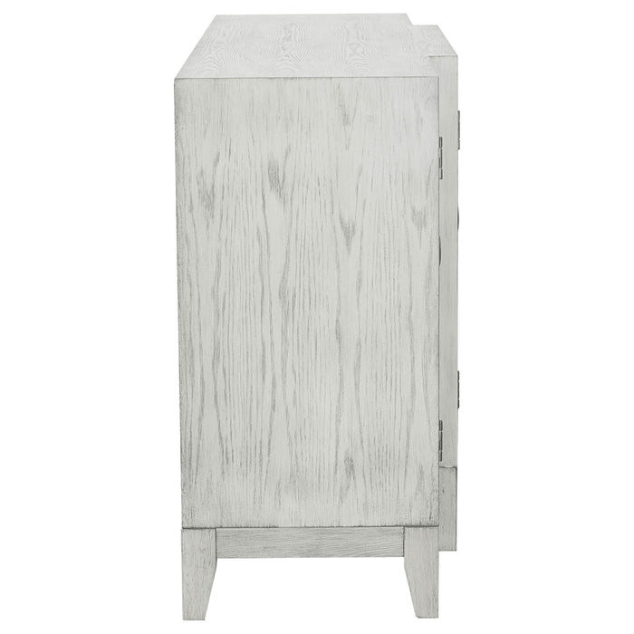 Mckellen 4-door Wood Trellis Accent Cabinet Distressed White - Walo Furniture 