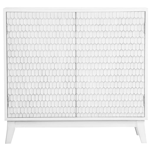 Gambon 2-door Wood Honeycomb Pattern Accent Cabinet White - Walo Furniture 