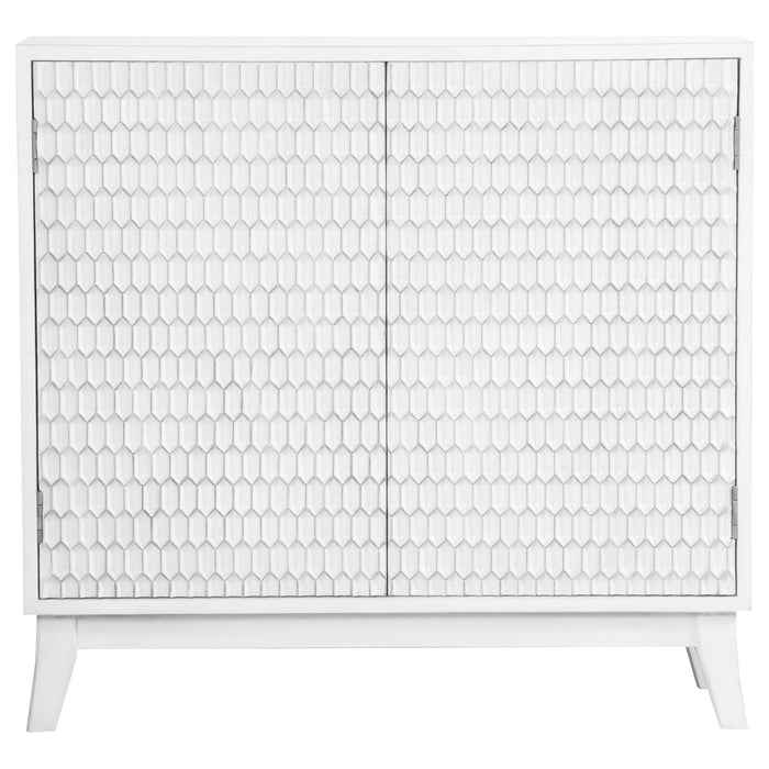 Gambon 2-door Wood Honeycomb Pattern Accent Cabinet White - Walo Furniture 