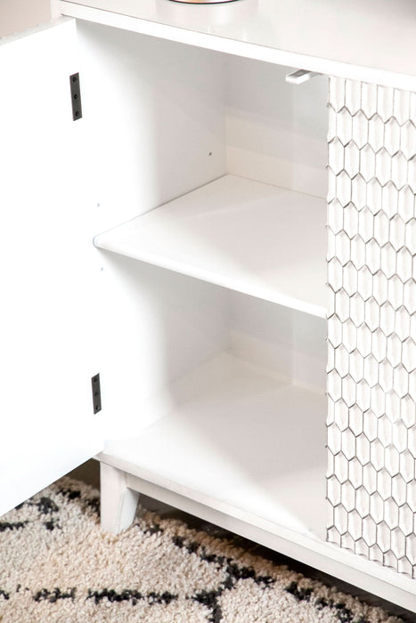 Gambon 2-door Wood Honeycomb Pattern Accent Cabinet White - Walo Furniture 