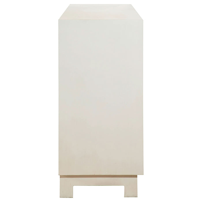 Voula 4-door Wood Accent Storage Cabinet White and Gold - Walo Furniture 