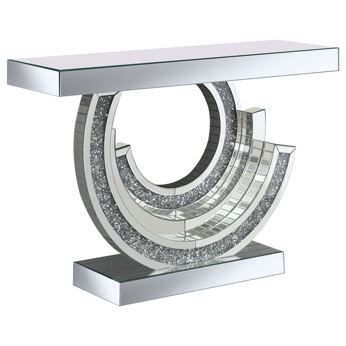 Imogen Sculptural Mirrored Entryway Console Table Silver - Walo Furniture 