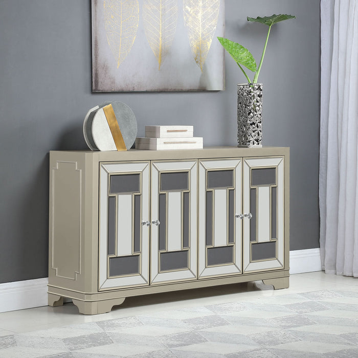 Toula 4-door Accent Cabinet Smoke and Champagne - Walo Furniture 