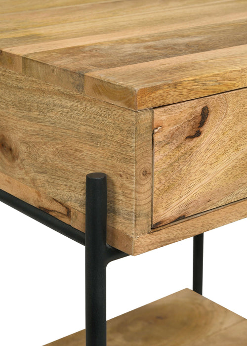 Declan 1-drawer Wood Accent Side Table Natural Mango