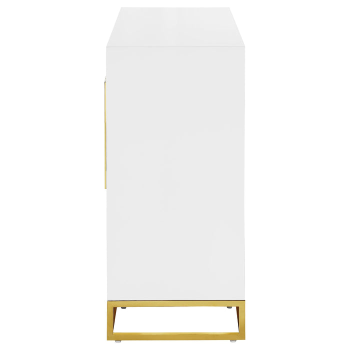 Elsa 2-door Wood Storage Accent Cabinet White and Gold