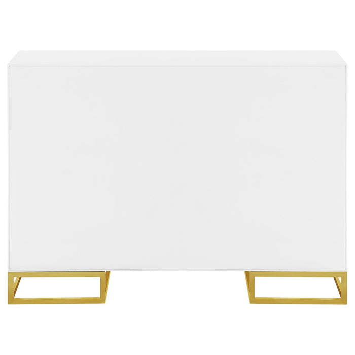 Elsa 2-door Wood Storage Accent Cabinet White and Gold