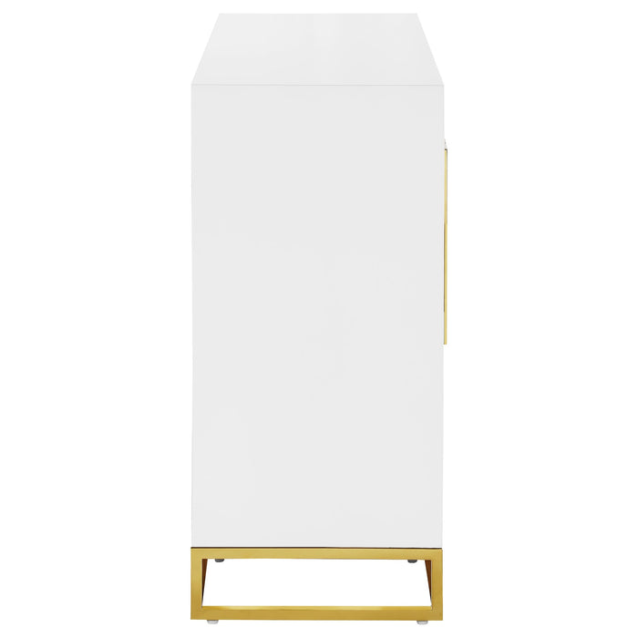 Elsa 2-door Wood Storage Accent Cabinet White and Gold