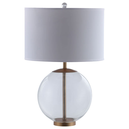 Kenny 27-inch Drum Shade Clear Glass Table Lamp Brass - Walo Furniture 