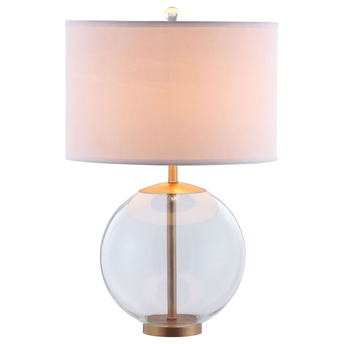 Kenny 27-inch Drum Shade Clear Glass Table Lamp Brass - Walo Furniture 