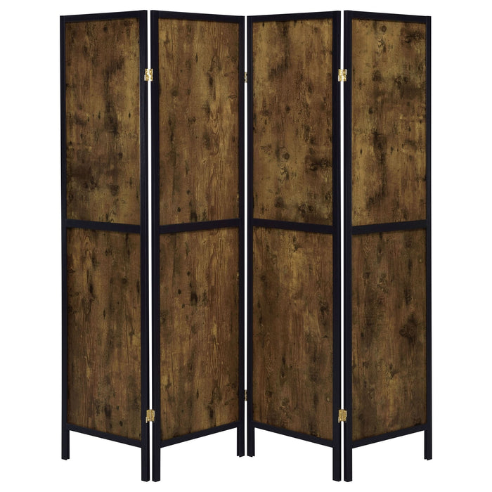 Deepika 4-Panel Room Divider Folding Screen Rustic Nutmeg - Walo Furniture 