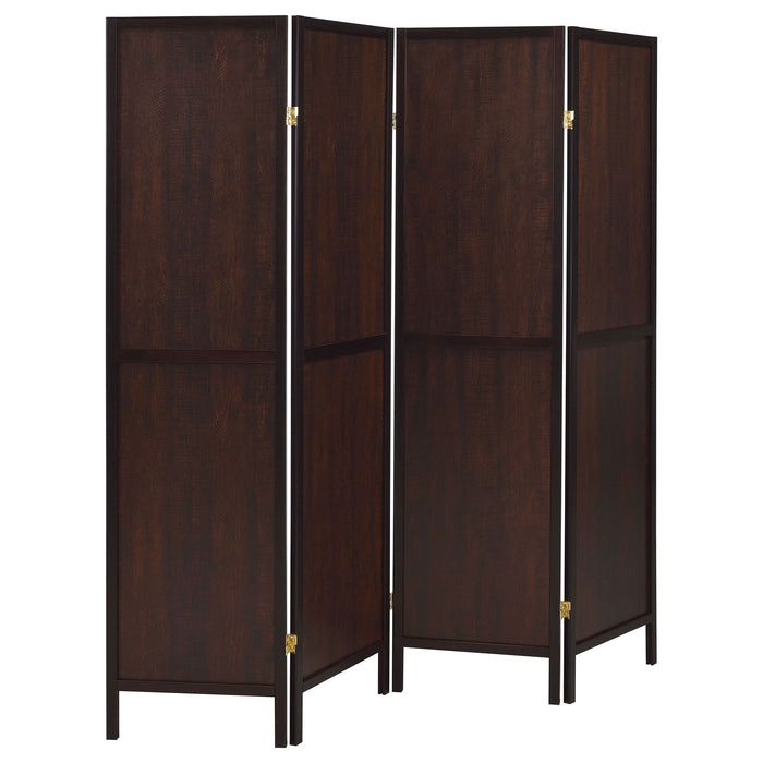 Deepika 4-Panel Room Divider Folding Screen Rustic Tobacco - Walo Furniture 