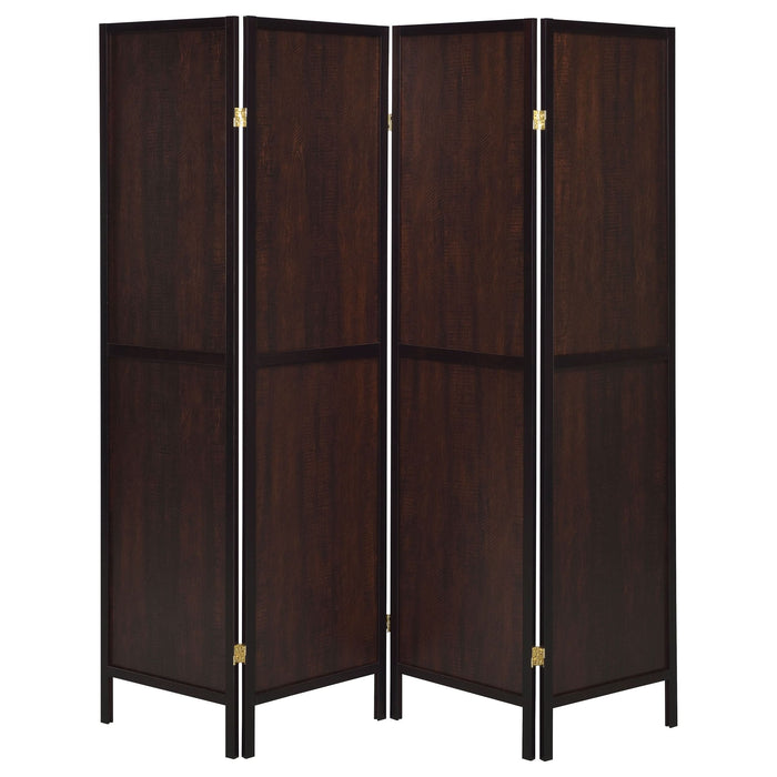 Deepika 4-Panel Room Divider Folding Screen Rustic Tobacco - Walo Furniture 