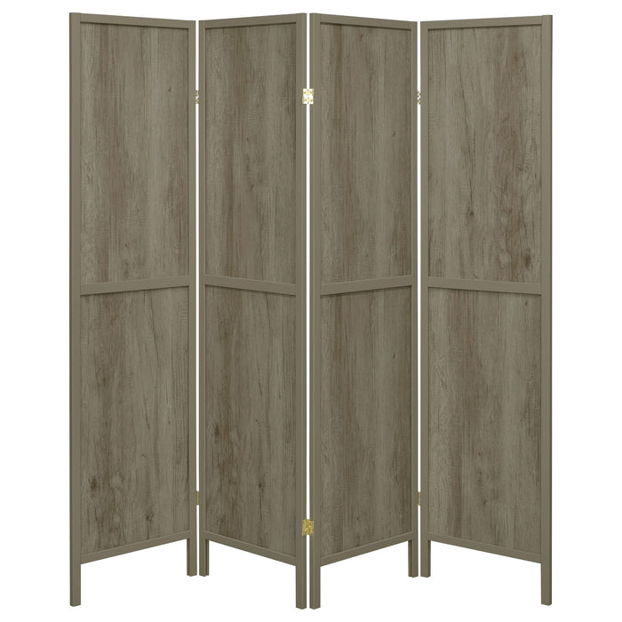 Deepika 4-Panel Room Divider Folding Screen Grey Driftwood - Walo Furniture 