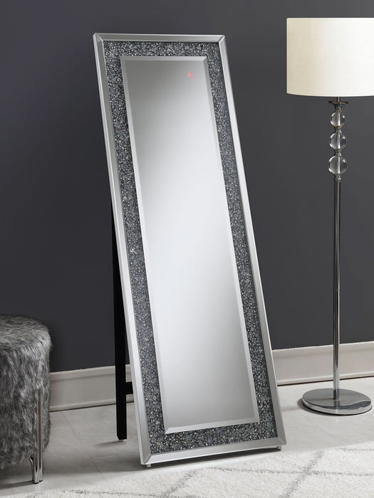 Carisi 22 x 61 Inch Crystal Acrylic Standing Mirror Silver - Walo Furniture 