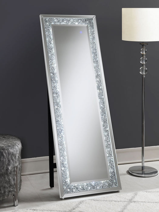 Carisi 22 x 61 Inch Crystal Acrylic Standing Mirror Silver - Walo Furniture 