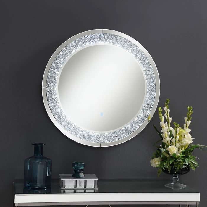 Lixue 32 x 32 Inch Round Wall Mirror LED Lighting Silver - Walo Furniture 