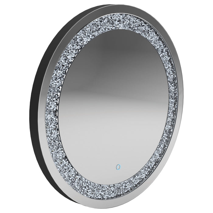 Landar 32 x 32 Inch Round LED Light Wall Mirror Silver - Walo Furniture 