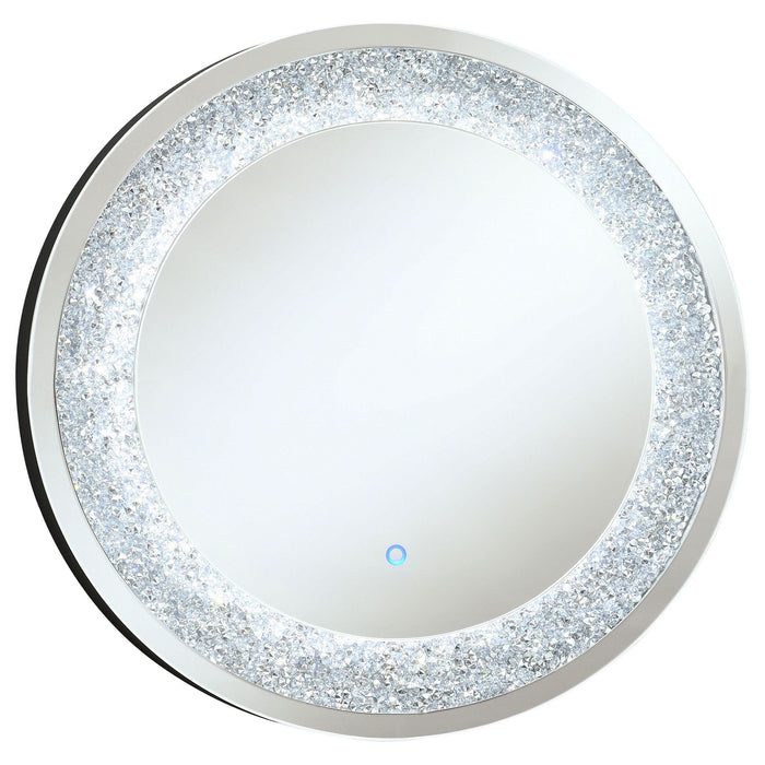 Landar 32 x 32 Inch Round LED Light Wall Mirror Silver - Walo Furniture 