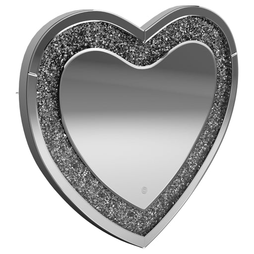 Aiko 36 x 30 Inch Heart Shaped LED Light Wall Mirror Silver - Walo Furniture 