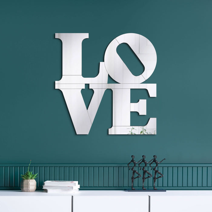 Keiran 40 x 40 Inch LOVE Lettered Wall Mirror Silver