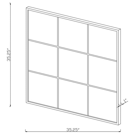 Quetzal 35 x 35 Inch Square Window Pane Wall Mirror Black - Walo Furniture 