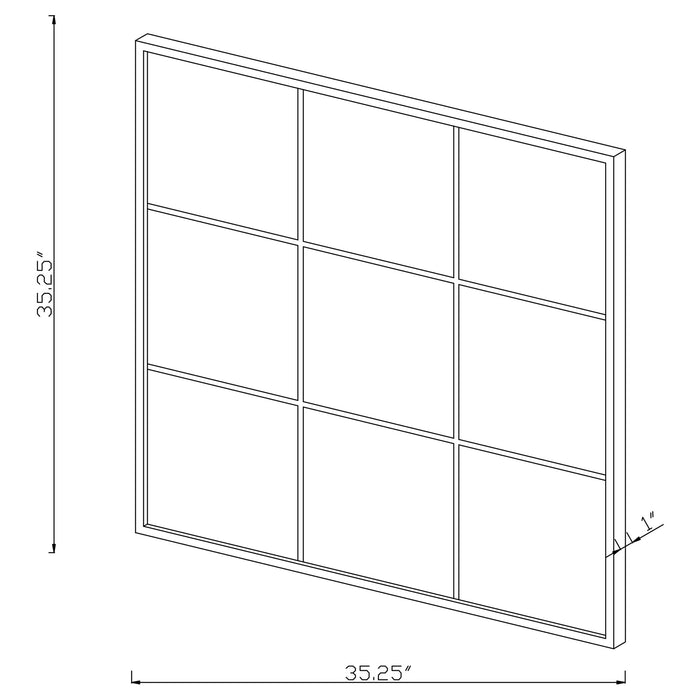 Quetzal 35 x 35 Inch Square Window Pane Wall Mirror Black - Walo Furniture 