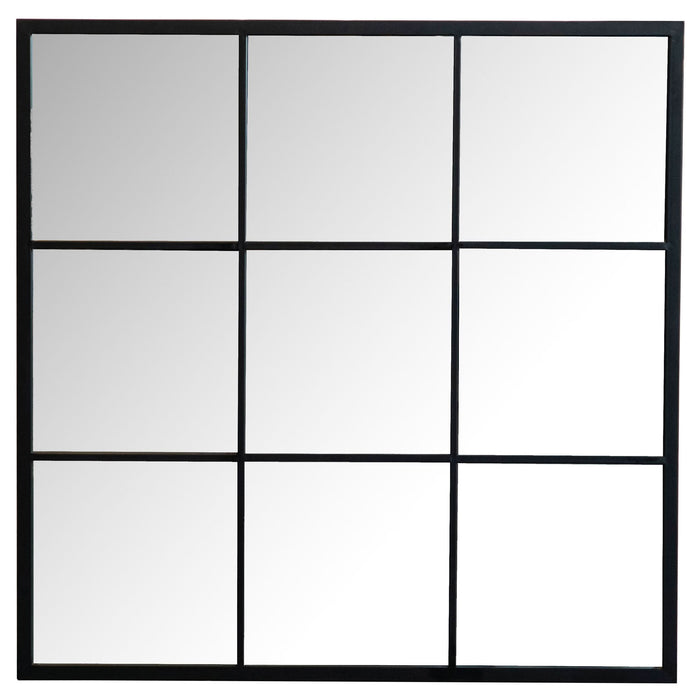 Quetzal 35 x 35 Inch Square Window Pane Wall Mirror Black - Walo Furniture 