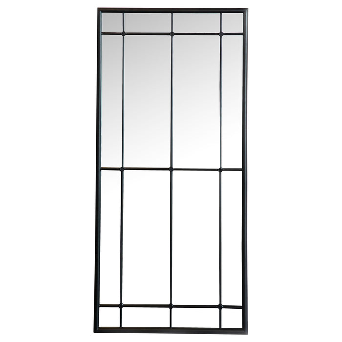 Annetta 24 x 52 Inch Window Pane Floor or Wall Mirror Black - Walo Furniture 