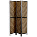 Marlene 3-Panel Room Divider Folding Screen Rustic Tobacco - Walo Furniture 