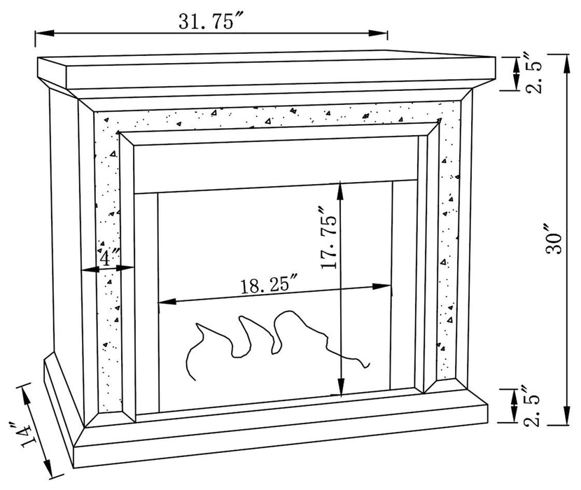 Lorelai Mirrored Freestanding Electric Fireplace Silver