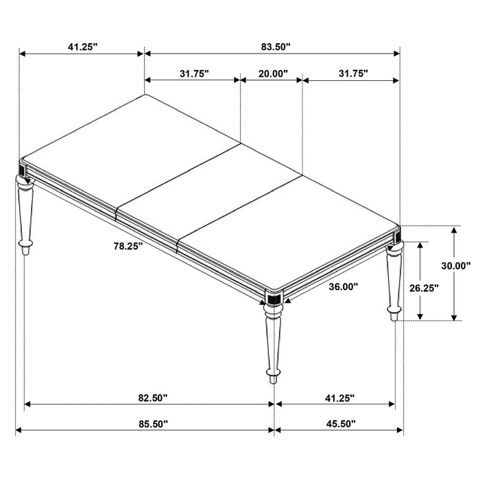 Bling Game 86-inch Extension Dining Table Metallic Platinum - Walo Furniture 