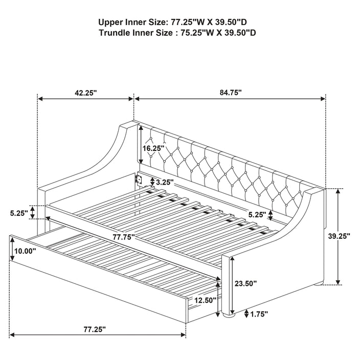 Chatsboro Upholstered Twin Daybed with Trundle Grey - Walo Furniture 