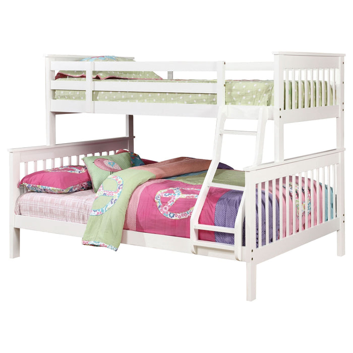 Chapman Wood Twin Over Full Bunk Bed White - Walo Furniture 