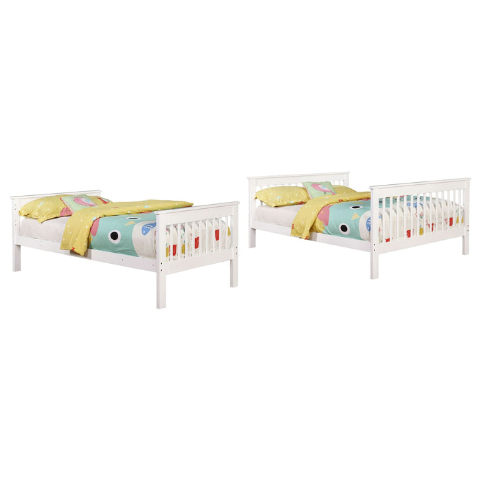 Chapman Wood Twin Over Full Bunk Bed White - Walo Furniture 