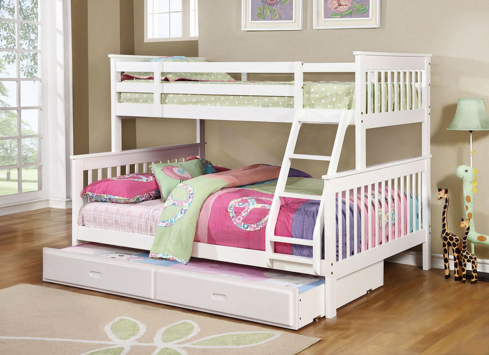 Chapman Wood Twin Over Full Bunk Bed White - Walo Furniture 