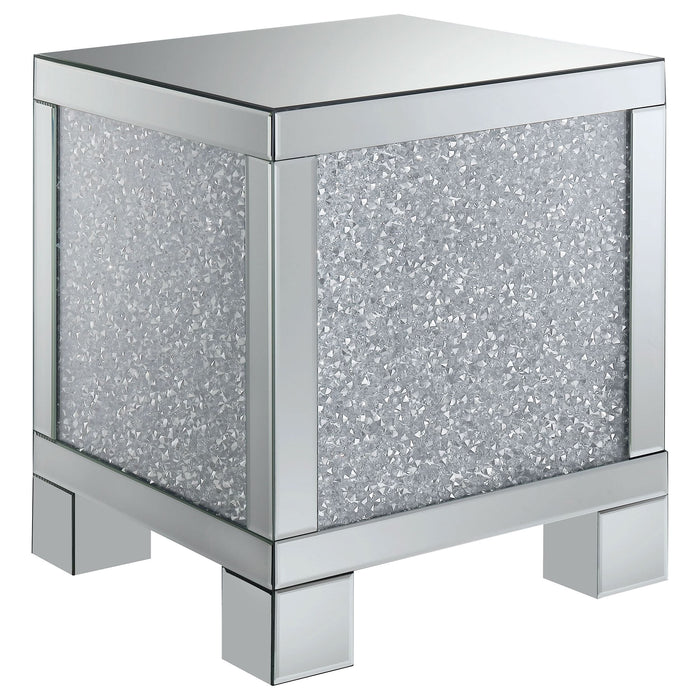 Gillian Rectangular Mirrored Acrylic Side End Table Silver - Walo Furniture 