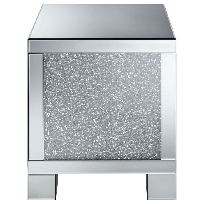 Gillian Rectangular Mirrored Acrylic Side End Table Silver - Walo Furniture 