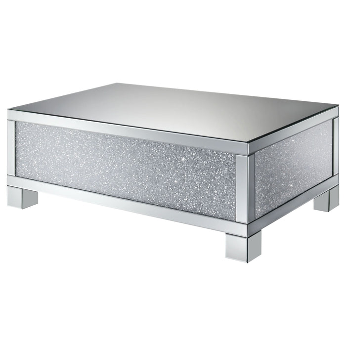 Gillian Rectangular Mirrored Acrylic Coffee Table Silver - Walo Furniture 