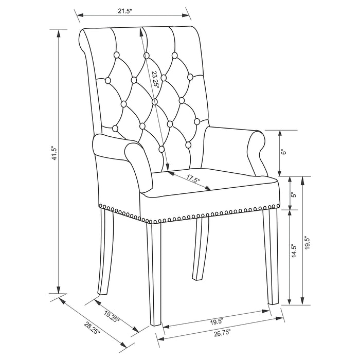 Alana Fabric Upholstered Dining Arm Chair Grey