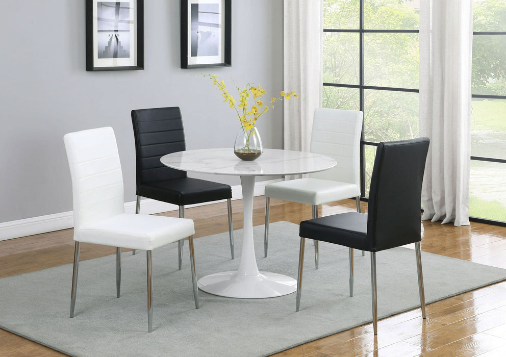 Arkell Round 40-inch Faux Marble Top Dining Table White - Walo Furniture 