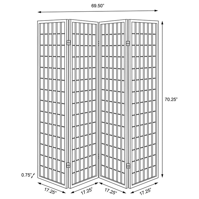 Roberto 4-Panel Room Divider Folding Shoji Screen Black - Walo Furniture 