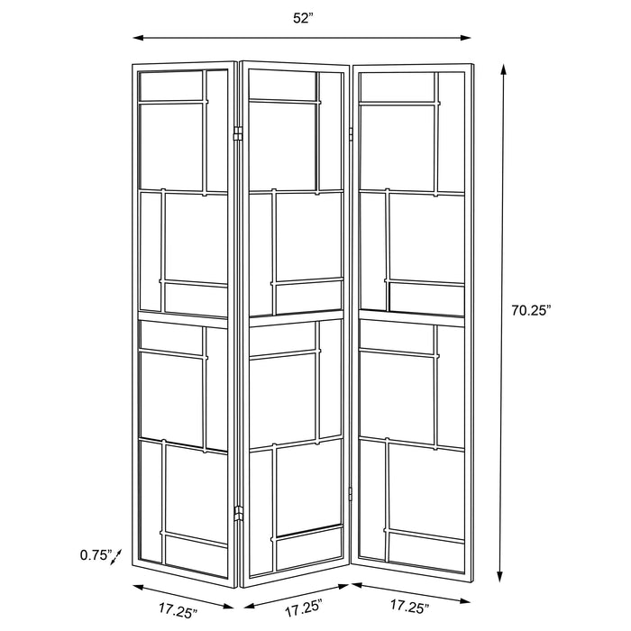 Damis 3-Panel Room Divider Folding Shoji Screen Black - Walo Furniture 