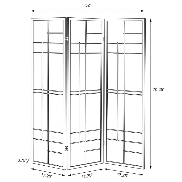 Katerina 3-Panel Room Divider Folding Shoji Screen Cherry - Walo Furniture 