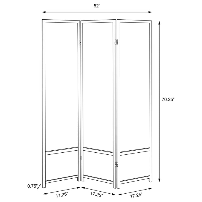 Calix 3-Panel Room Divider Folding Shoji Screen Black - Walo Furniture 