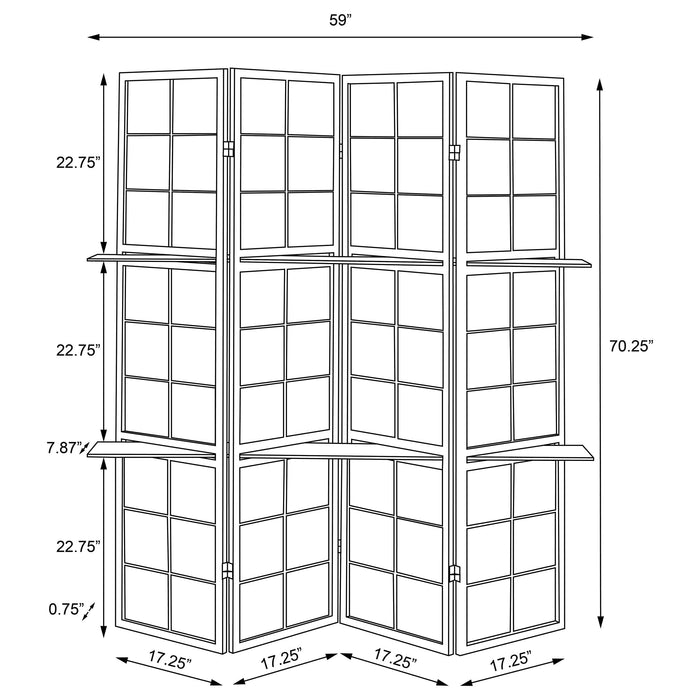 Iggy 4-Panel Room Divider Folding Shoji Screen Cappuccino - Walo Furniture 