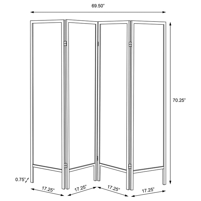 Haidera 4-Panel Room Divider Folding Screen Black Damask - Walo Furniture 