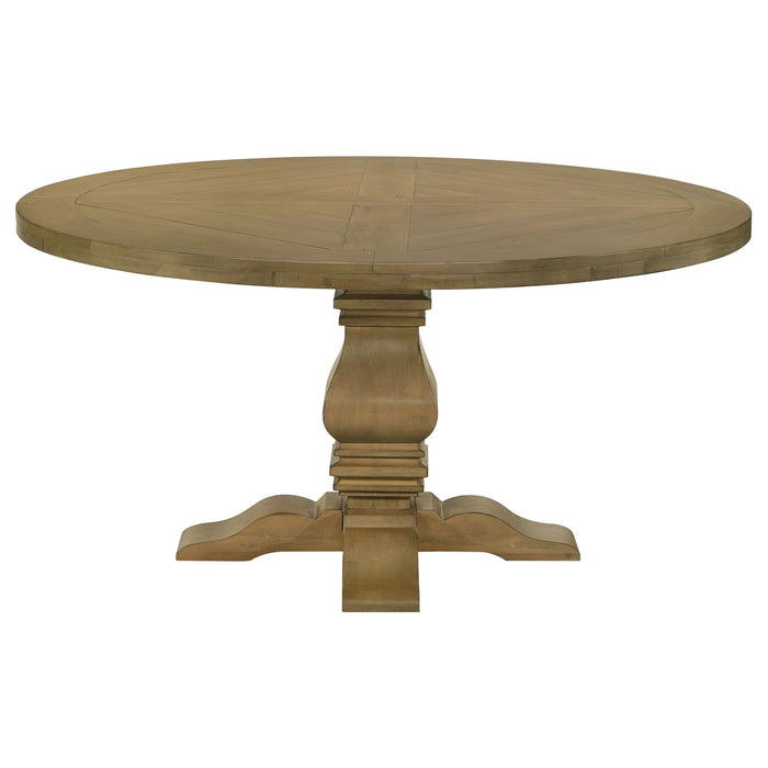 Florence Round 60-inch Wood Dining Table Rustic Honey - Walo Furniture 