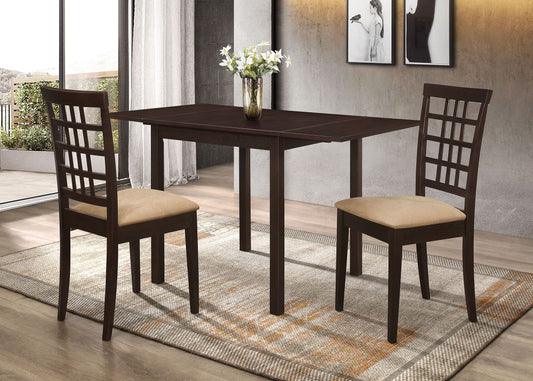 Kelso 3-piece Drop Leaf Dining Table Set Cappuccino and Tan - Walo Furniture 