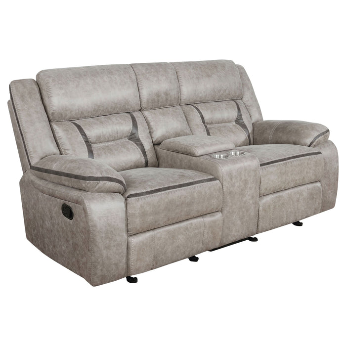 Greer 3-piece Upholstered Reclining Sofa Set Taupe